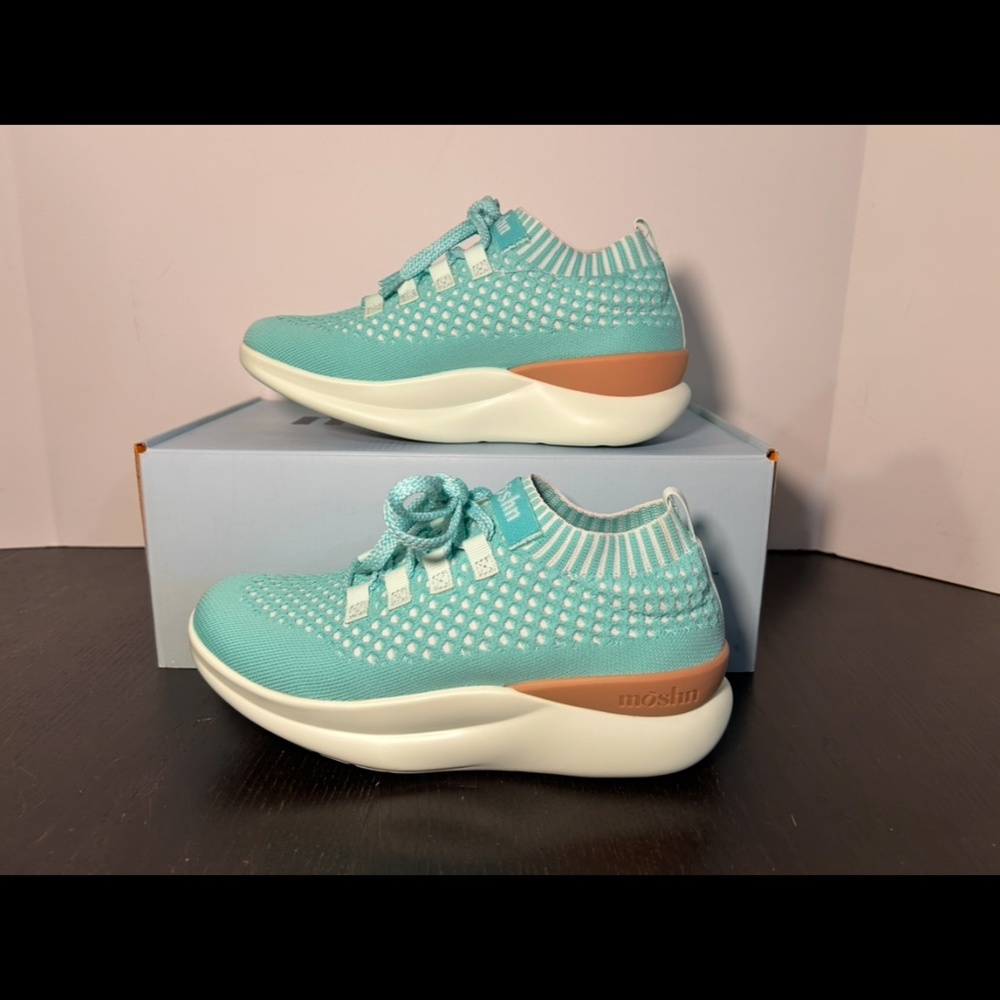 Moshn By Klogs Vigor Knit Shoes Sneakers Aqua Green Womans 6M - Picture 5 of 16